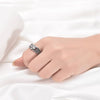 Black Zircon And Silver Owl Ring for Men