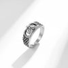 Black Zircon And Silver Owl Ring for Men