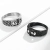 Black Zircon And Silver Owl Ring for Men