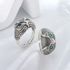 925 Sterling Silver Owl Ring With Zircon Eyes