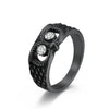 Black Zircon And Silver Owl Ring for Men