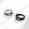 Black Zircon And Silver Owl Ring for Men