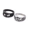 Black Zircon And Silver Owl Ring for Men