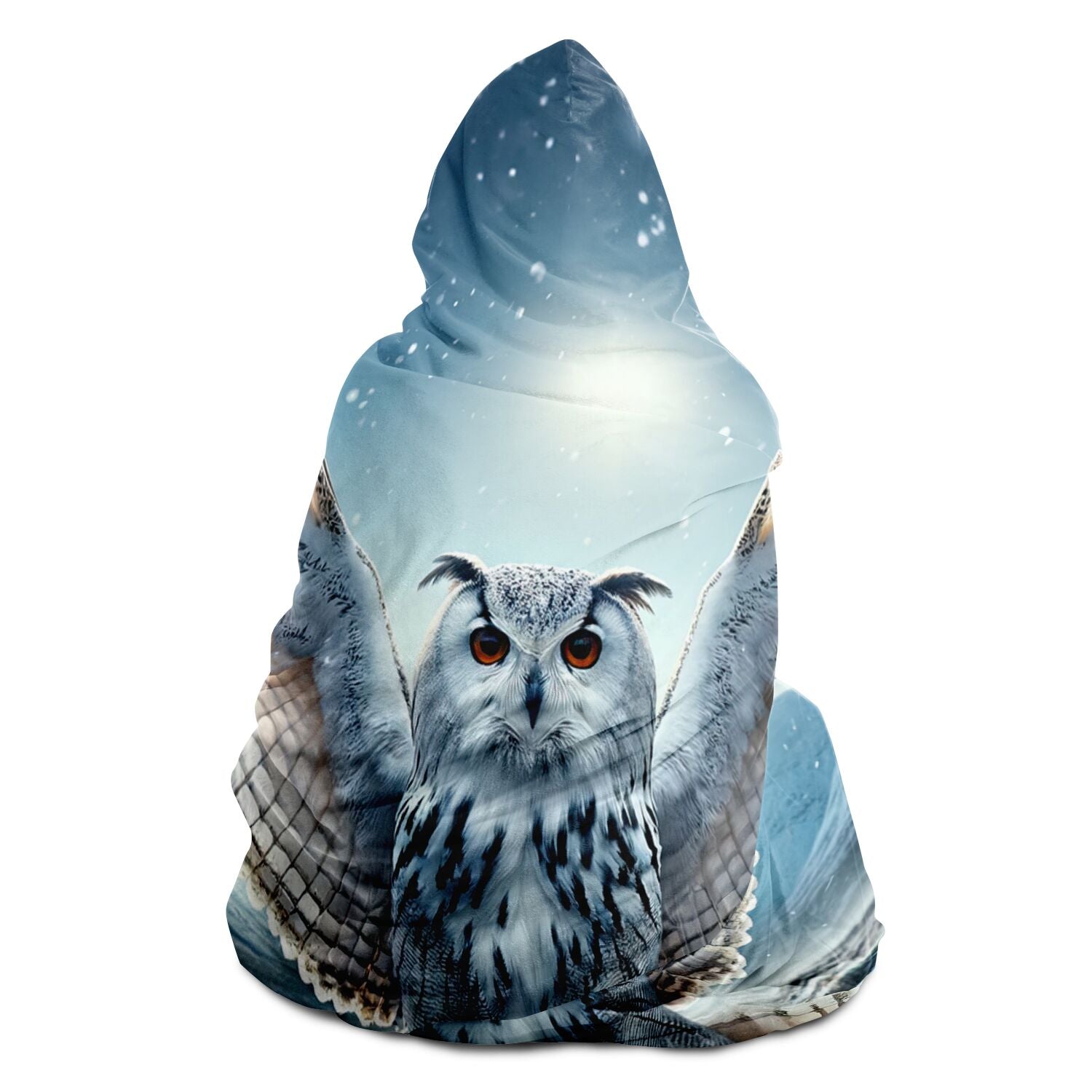 Majestic Owl In Christmas Snow Hooded Blanket