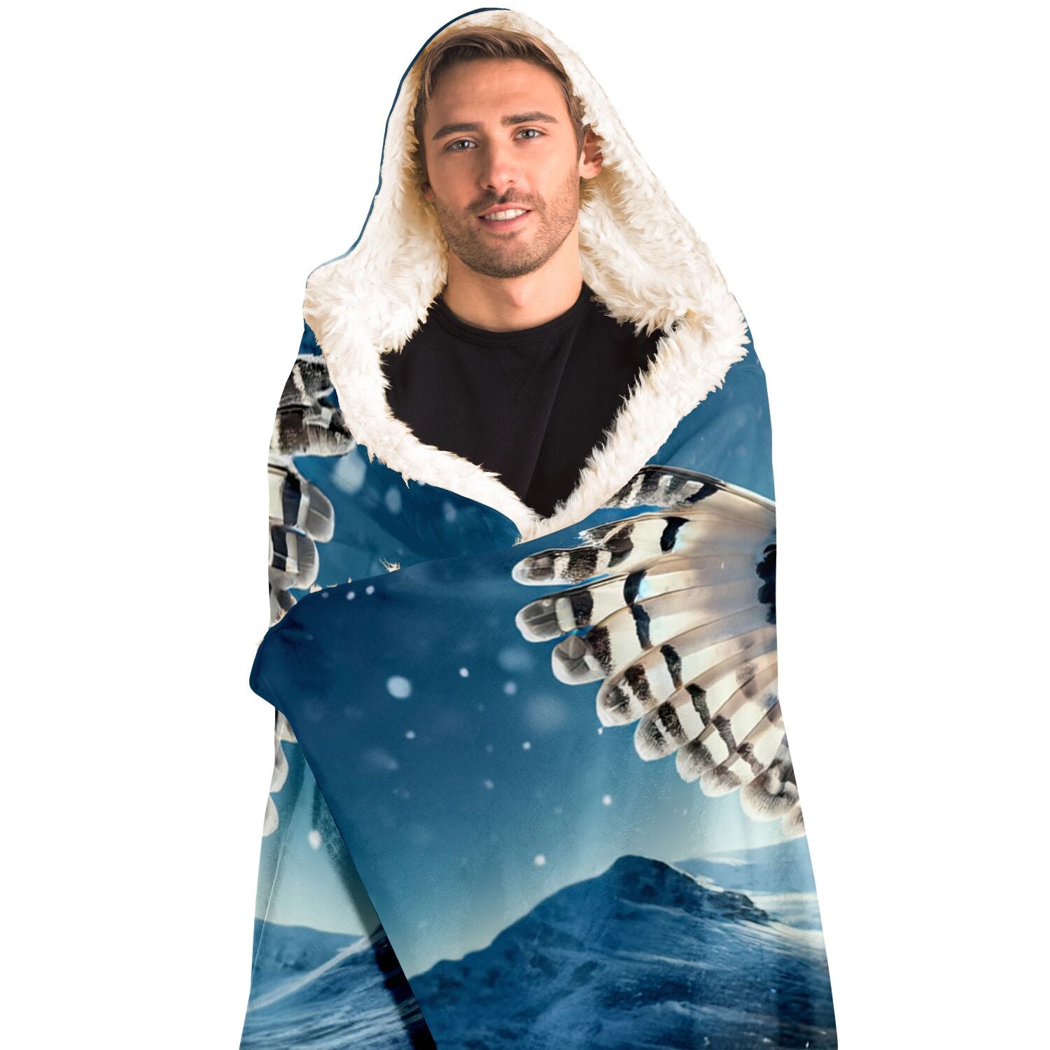 Majestic Owl In Christmas Snow Hooded Blanket